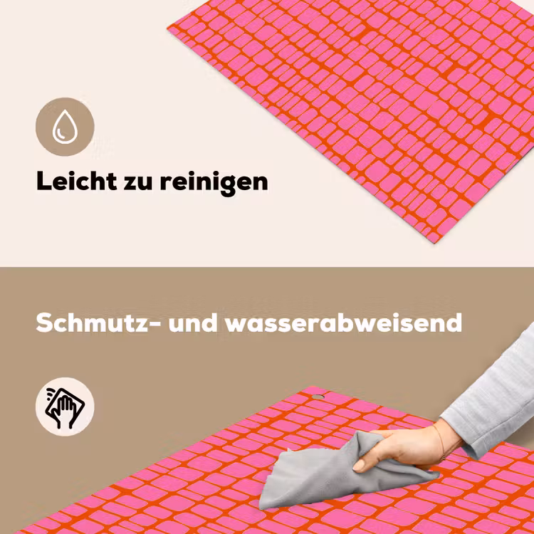 Organisch - Raster - Roze Inductie beschemer met haakjes klein 777 -ky-schoon-de