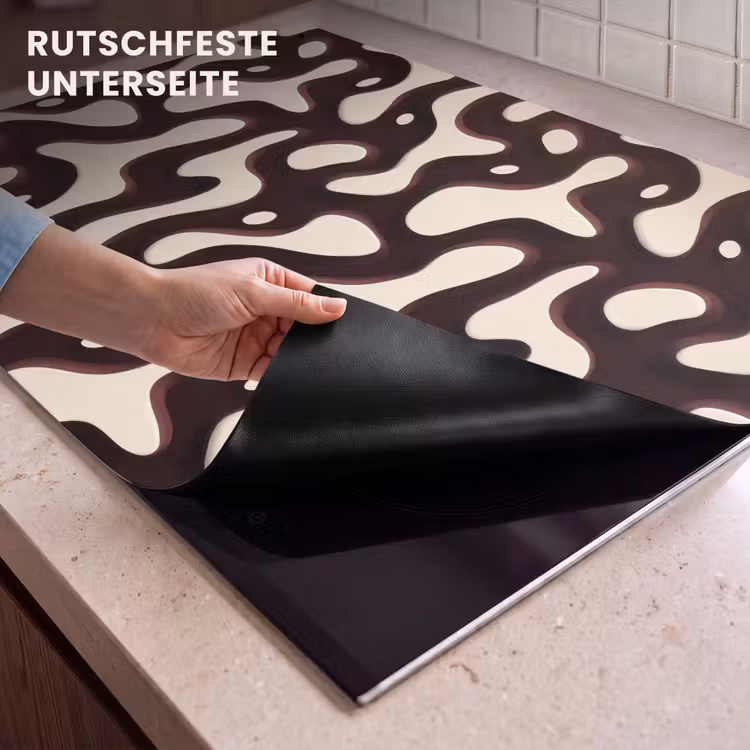 2-in-1 Herdabdeckplatte & Spritzschutz - Bio - Kraftvoll - Braun - Organisch - Krachtig - Bruin Inductie beschemer met haakjes klein 777