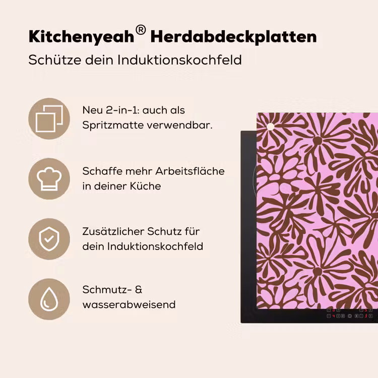 Organisch - Patroon - Roze Inductie beschemer met haakjes klein 777 -ky-usp-de