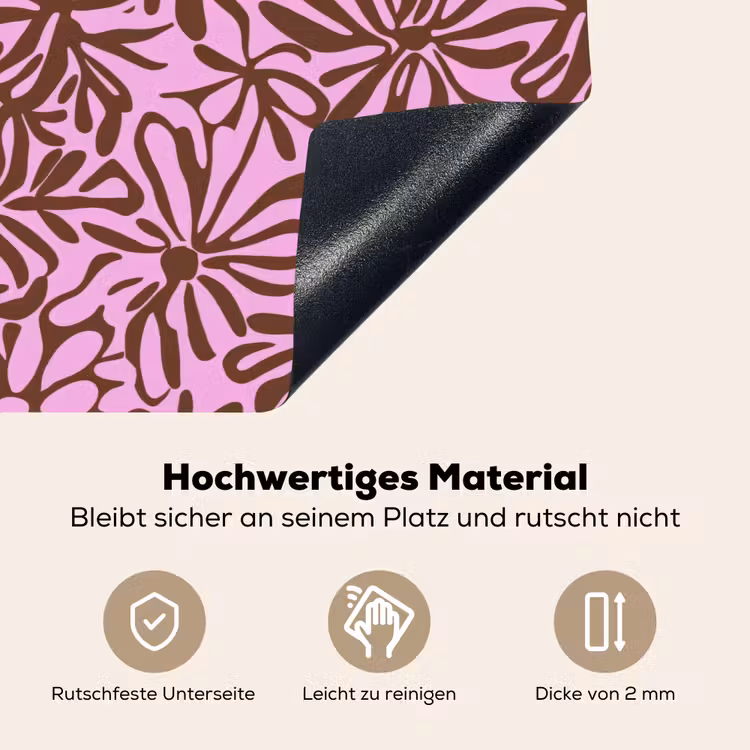 Organisch - Patroon - Roze Inductie beschemer met haakjes klein 777 -ky-onderkant-de