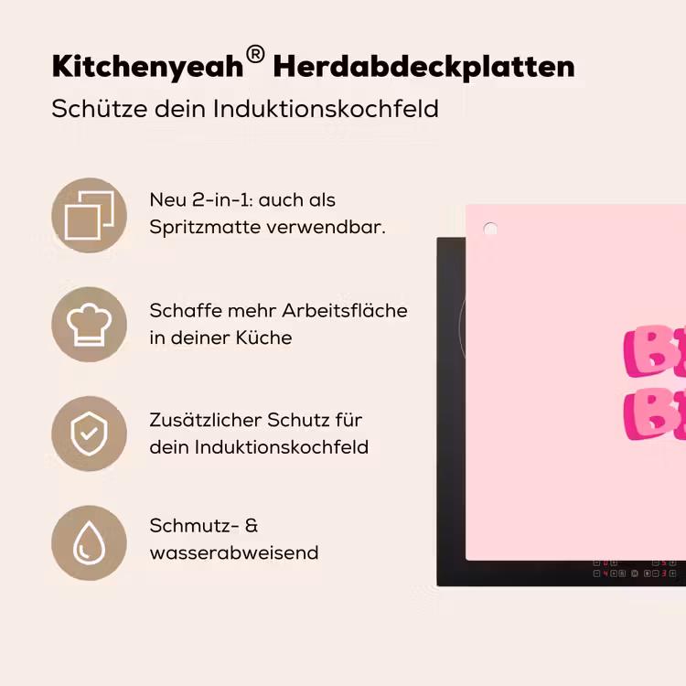 Bisou - Roze - Dikke letters Inductie beschemer met haakjes klein -ky-usp-de