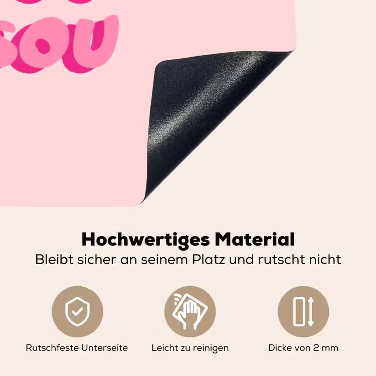 Bisou - Roze - Dikke letters Inductie beschemer met haakjes klein -ky-onderkant-de