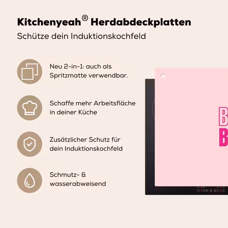 Bisou - Roze - Minimalistisch Inductie beschemer met haakjes klein -ky-usp-de