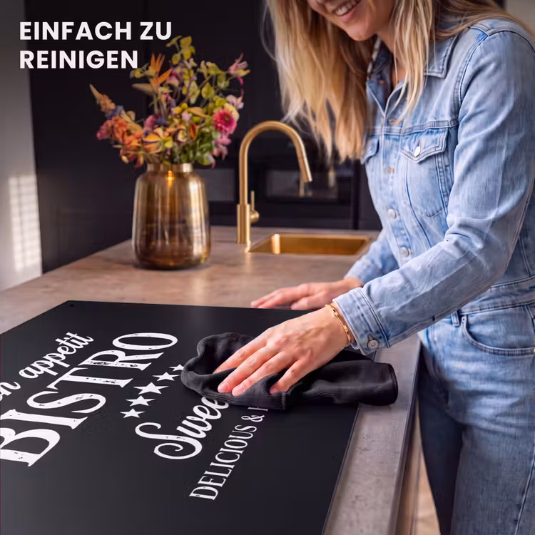 2-in-1 Herdabdeckplatte & Spritzschutz - Bistro des Herzens - Bistro van het Hart Inductie beschemer met haakjes klein