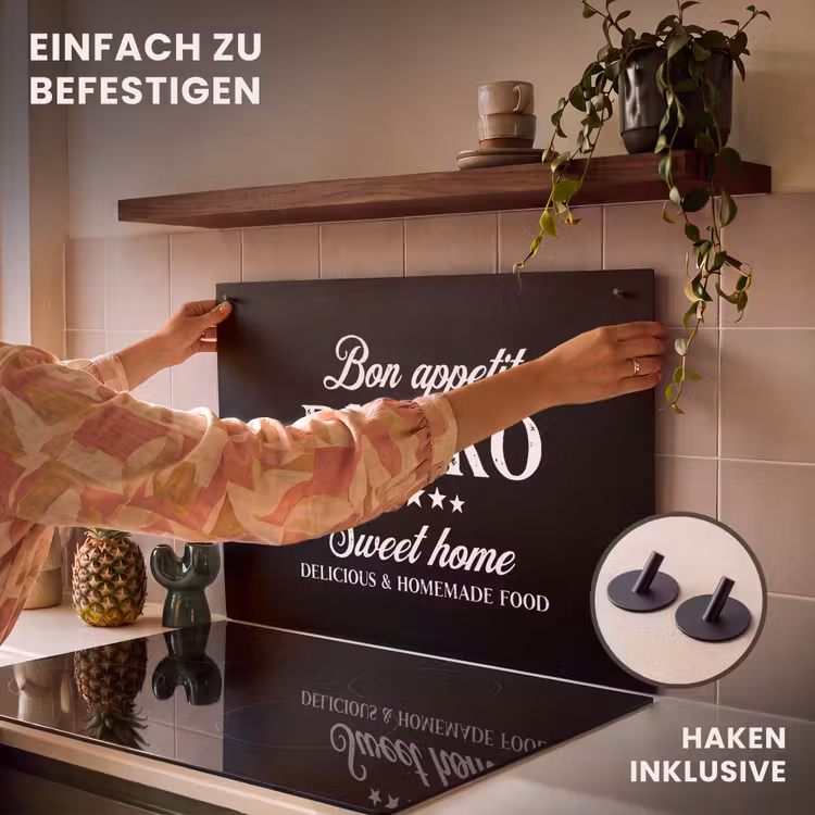 2-in-1 Herdabdeckplatte & Spritzschutz - Bistro des Herzens - Bistro van het Hart Inductie beschemer met haakjes klein