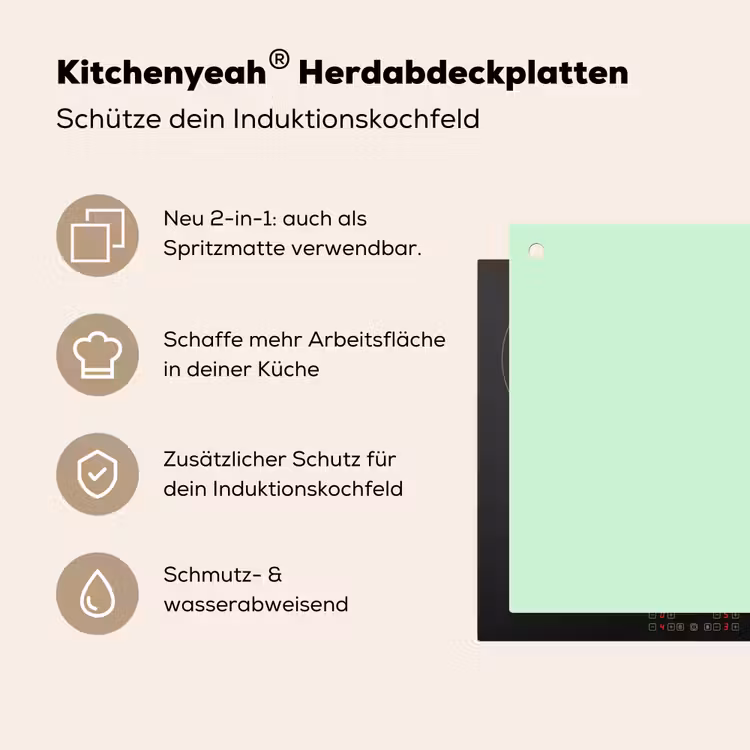 Pale - Mint - Groen Inductie beschemer met haakjes klein 777 -ky-usp-de