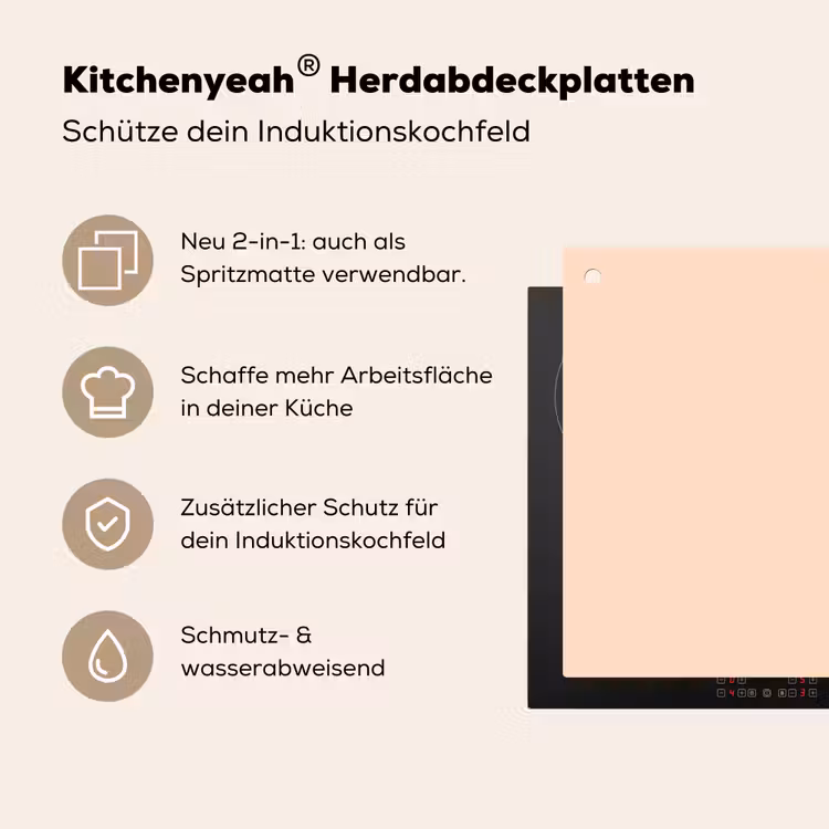 Pale - Peach - Nude Inductie beschemer met haakjes klein 777 -ky-usp-de