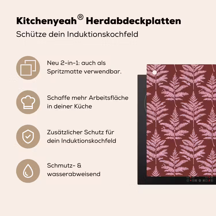 Blad - Patroon - Paars Inductie beschemer met haakjes klein 777 -ky-usp-de