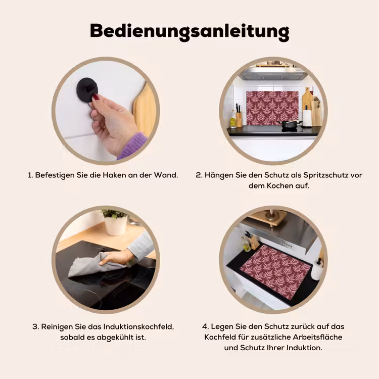 Blad - Patroon - Paars Inductie beschemer met haakjes klein 777 -ky-gebruik-de