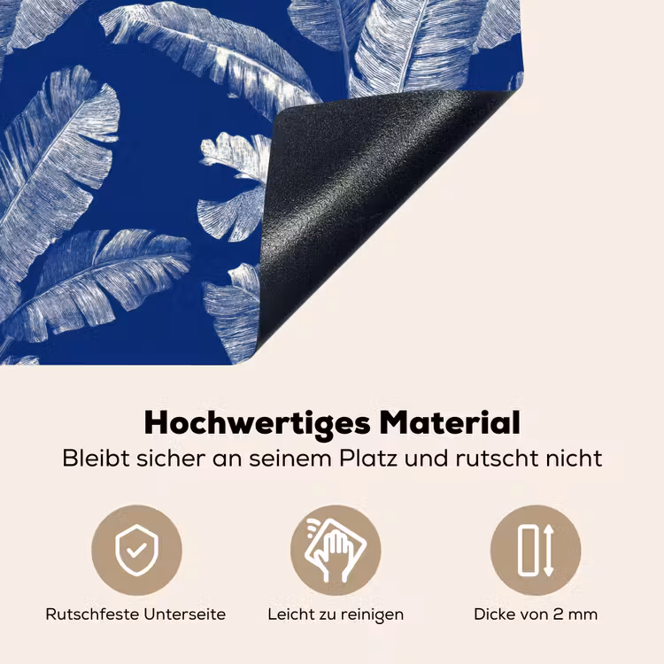 Blad - Palm - Blauw Inductie beschemer met haakjes klein 777 -ky-onderkant-de