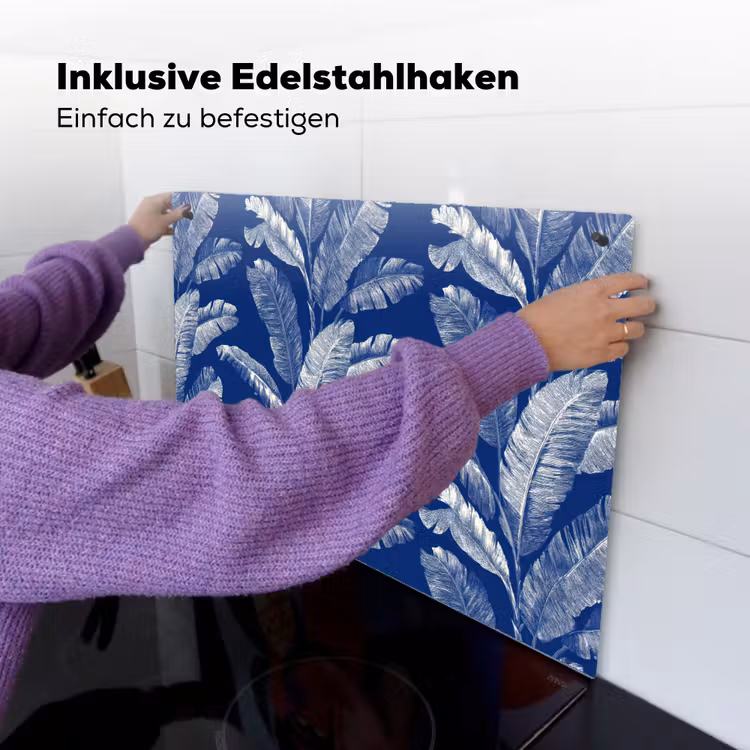 Blad - Palm - Blauw Inductie beschemer met haakjes klein 777 -ky-ophangen-de