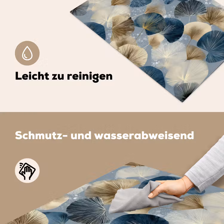 Bladeren - Abstract - Goud - Blauw Inductie beschemer met haakjes klein -ky-schoon-de