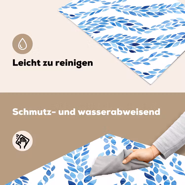 Bladeren - Aquarel - Patroon - Modern - Blauw Inductie beschemer met haakjes klein -ky-schoon-de