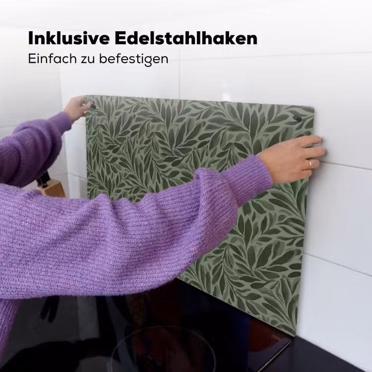 Bladeren - Organisch - Groen Inductie beschemer met haakjes klein 777 -ky-ophangen-de