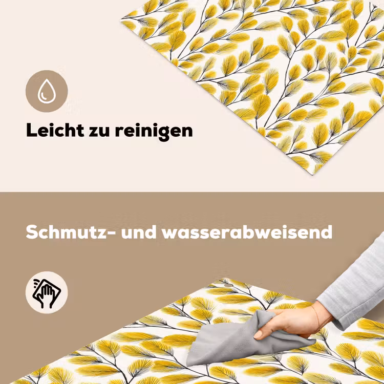 Bladeren - Botanisch - Elegant - Geel - Zwart Inductie beschemer met haakjes klein 777 -ky-schoon-de