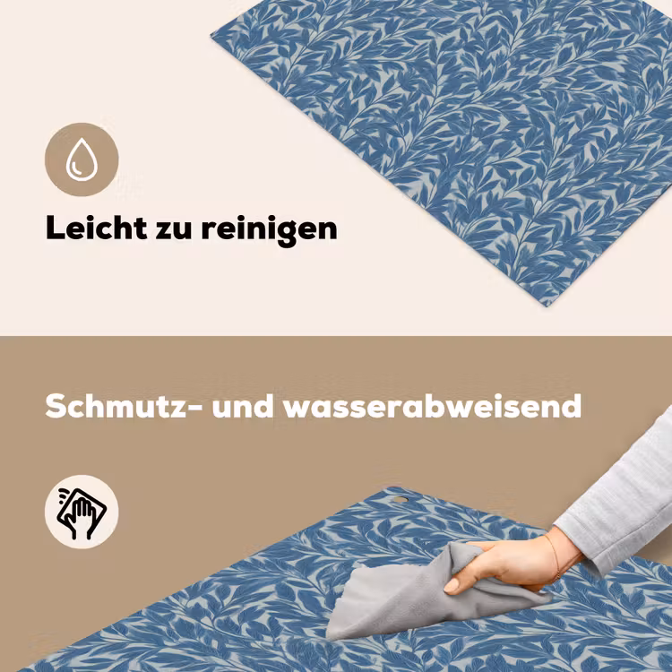 Bladeren - Klassiek - Patroon - Donkerblauw - Vintage Inductie beschemer met haakjes klein 777 -ky-schoon-de