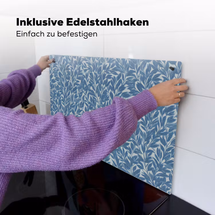 Bladeren - Klassiek - Patroon - Donkerblauw - Vintage Inductie beschemer met haakjes klein 777 -ky-ophangen-de