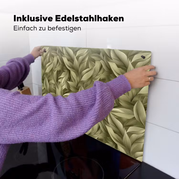 Bladeren - Modern - Groen Inductie beschemer met haakjes klein 777 -ky-ophangen-de
