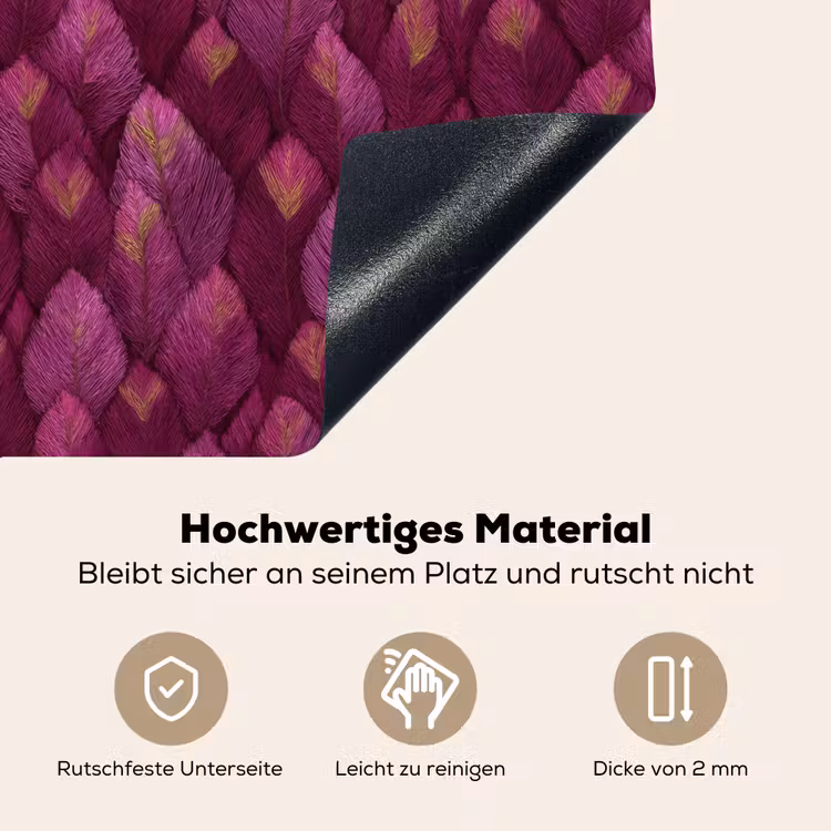 Bladeren - Patroon - Burgundy Inductie beschemer met haakjes klein 777 -ky-onderkant-de