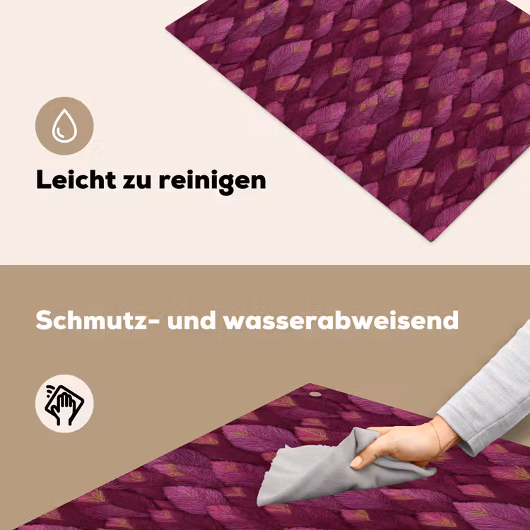Bladeren - Patroon - Burgundy Inductie beschemer met haakjes klein 777 -ky-schoon-de