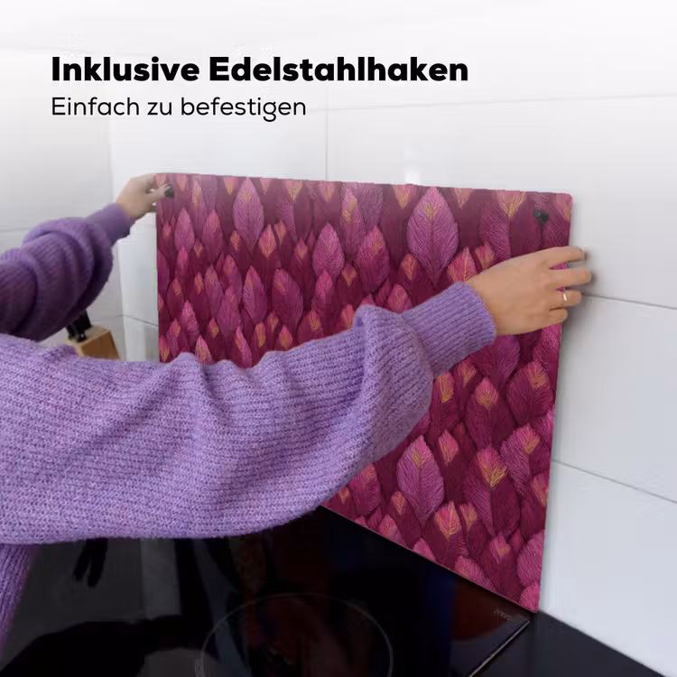 Bladeren - Patroon - Burgundy Inductie beschemer met haakjes klein 777 -ky-ophangen-de