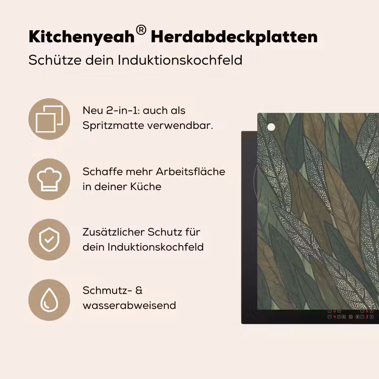 Bladeren - Patroon - Gestippeld - Natuur - Groen Inductie beschemer met haakjes klein -ky-usp-de