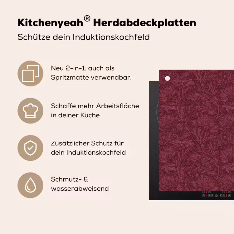 Bladeren - Patroon - Paars Inductie beschemer met haakjes klein 777 -ky-usp-de