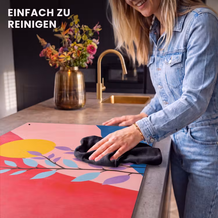 2-in-1 Herdabdeckplatte & Spritzschutz - Blätter - Sonne - Abstrakte Formen - Bladeren - Zon - Abstracte vormen Inductie beschemer met haakjes klein