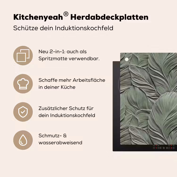 Bladeren - Textuur - Groen Inductie beschemer met haakjes klein 777 -ky-usp-de
