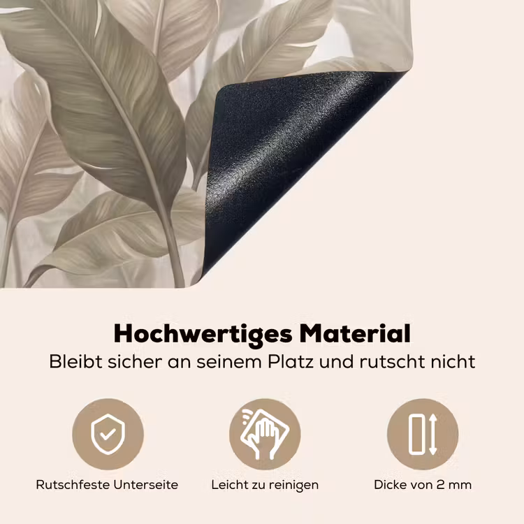 Bladeren - Tropisch - Natuur - Abstract - Beige Inductie beschemer met haakjes klein -ky-onderkant-de