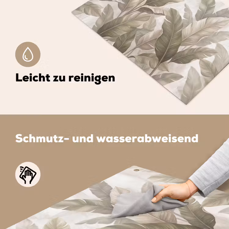 Bladeren - Tropisch - Natuur - Abstract - Beige Inductie beschemer met haakjes klein -ky-schoon-de