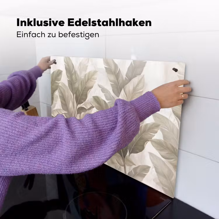 Bladeren - Tropisch - Natuur - Abstract - Beige Inductie beschemer met haakjes klein -ky-ophangen-de
