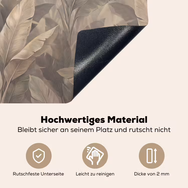 Bladeren - Tropisch - Natuur - Modern - Beige Inductie beschemer met haakjes klein -ky-onderkant-de