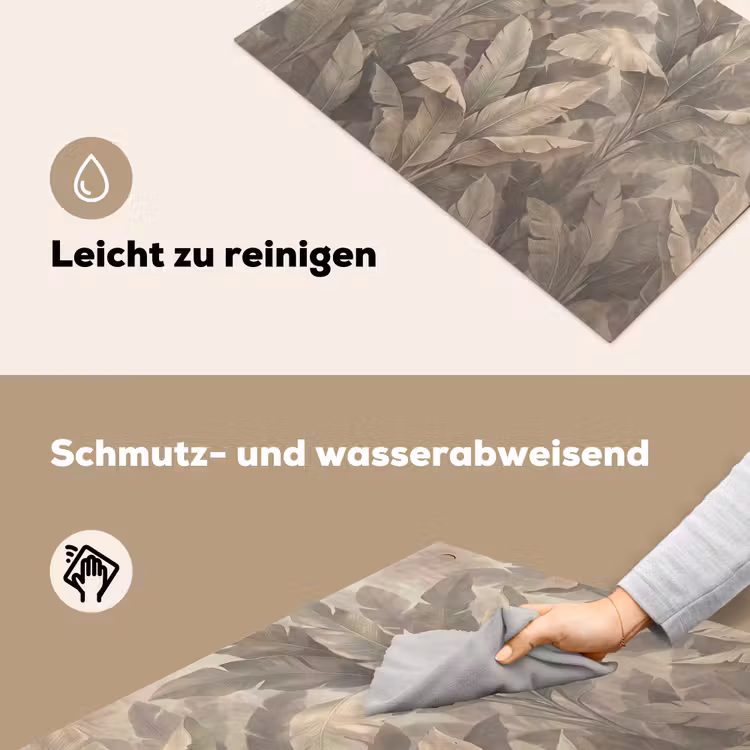 Bladeren - Tropisch - Natuur - Modern - Beige Inductie beschemer met haakjes klein -ky-schoon-de