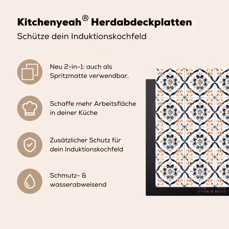 Bladvorm - Patroon - Kleurrijk Inductie beschemer met haakjes klein 777 -ky-usp-de