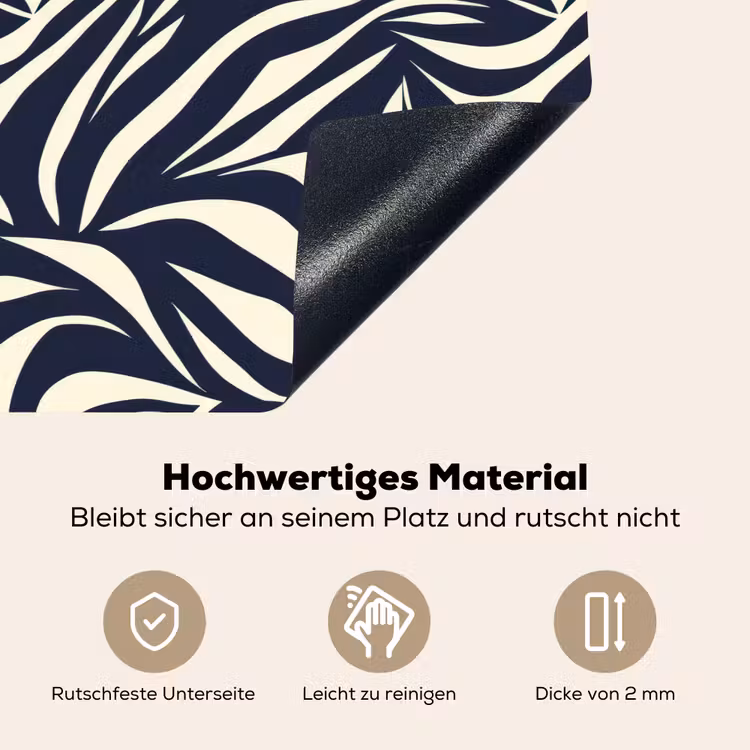 Bladvormen - Blauw - Patroon - Wit Inductie beschemer met haakjes klein 777 -ky-onderkant-de