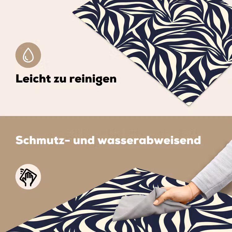 Bladvormen - Blauw - Patroon - Wit Inductie beschemer met haakjes klein 777 -ky-schoon-de