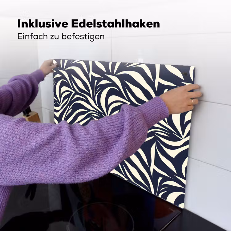 Bladvormen - Blauw - Patroon - Wit Inductie beschemer met haakjes klein 777 -ky-ophangen-de