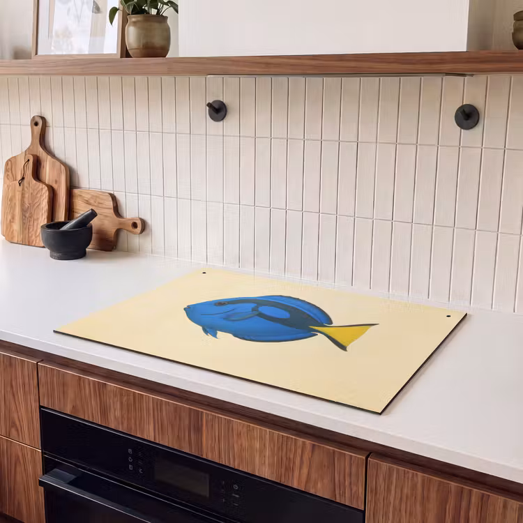 2-in-1 Herdabdeckplatte & Spritzschutz - Blau - Dory - Fisch - Schwanzflosse - Blauw - Dory - Vis - Staartvin Inductie beschemer met haakjes klein