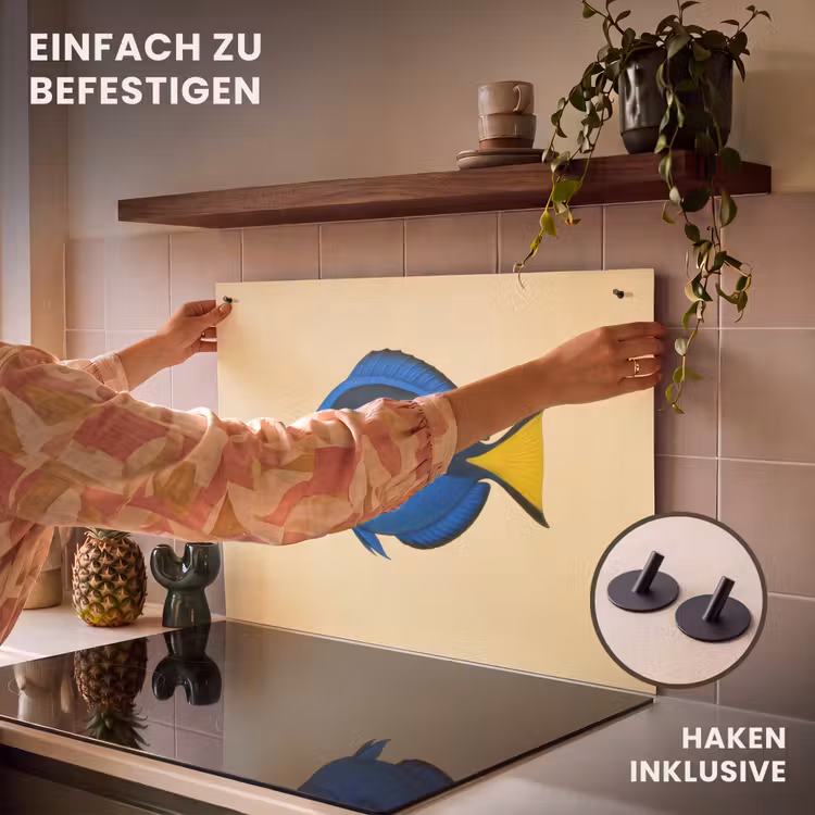 2-in-1 Herdabdeckplatte & Spritzschutz - Blau - Dory - Fisch - Schwanzflosse - Blauw - Dory - Vis - Staartvin Inductie beschemer met haakjes klein