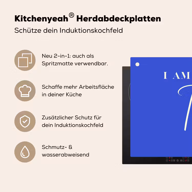 Blauw - I am that woman - Sierlijk - Minimalistisch Inductie beschemer met haakjes klein -ky-usp-de