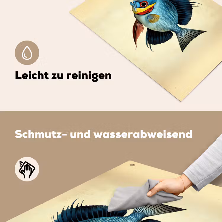 2-in-1 Herdabdeckplatte & Spritzschutz - Blau - Kiemen - Fisch - Illustration - Blauw - Kieuwen - Vis - Illustratie Inductie beschemer met haakjes klein