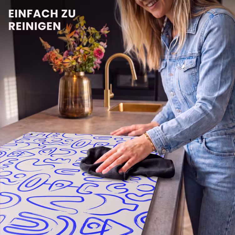 2-in-1 Herdabdeckplatte & Spritzschutz - Blau - Muster - Abstrakt - Beige - Blauw - Patroon - Abstract - Beige Inductie beschemer met haakjes klein 777