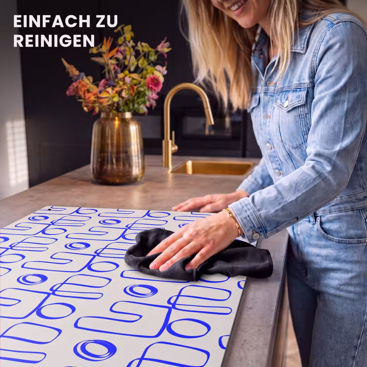 2-in-1 Herdabdeckplatte & Spritzschutz - Blau - Muster - Beige - Abstrakt - Blauw - Patroon - Beige - Abstract Inductie beschemer met haakjes klein 777