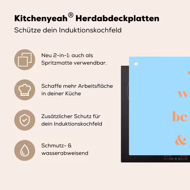 Blauw - Oranje - Just want to be happy & naked Inductie beschemer met haakjes klein -ky-usp-de