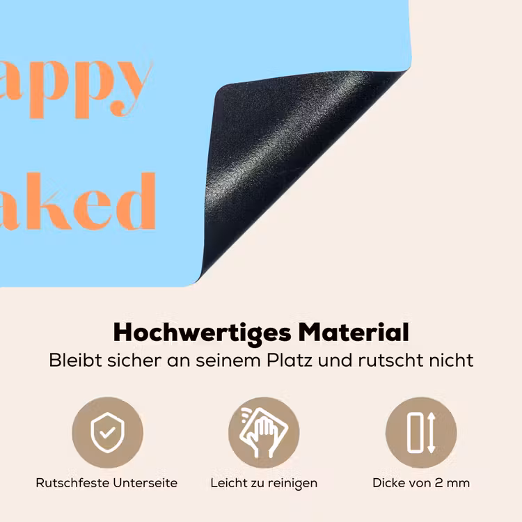 Blauw - Oranje - Just want to be happy & naked Inductie beschemer met haakjes klein -ky-onderkant-de