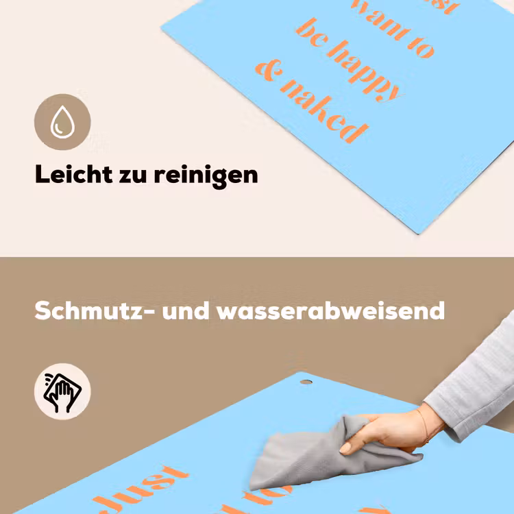 Blauw - Oranje - Just want to be happy & naked Inductie beschemer met haakjes klein -ky-schoon-de
