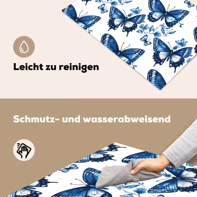 Blauw - Vlinders - Bloemen - Wit Inductie beschemer met haakjes klein 777 -ky-schoon-de