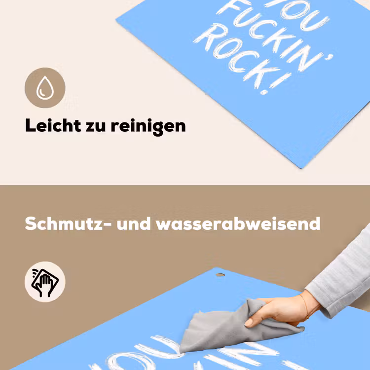 Blauw - Wit - You fuckin rock Inductie beschemer met haakjes klein -ky-schoon-de