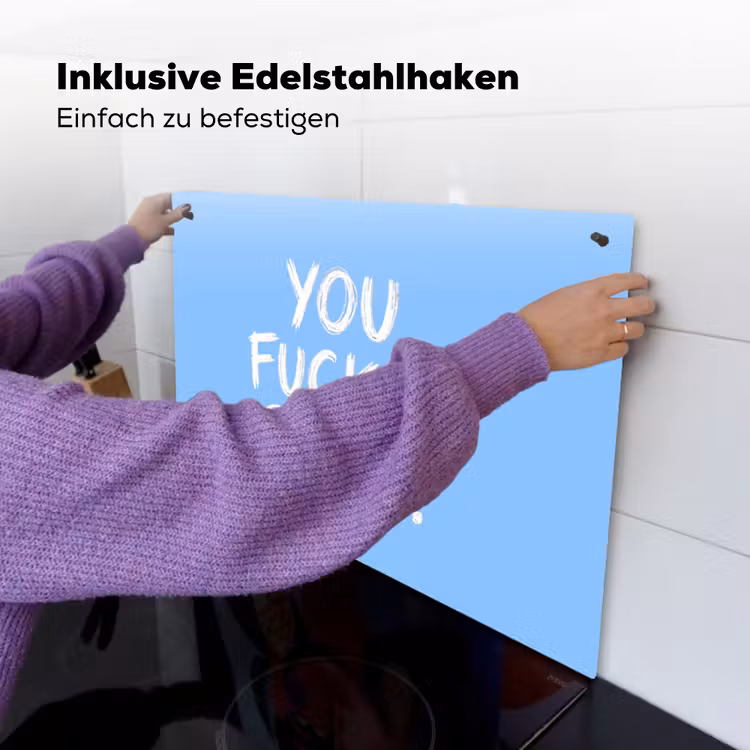 Blauw - Wit - You fuckin rock Inductie beschemer met haakjes klein -ky-ophangen-de